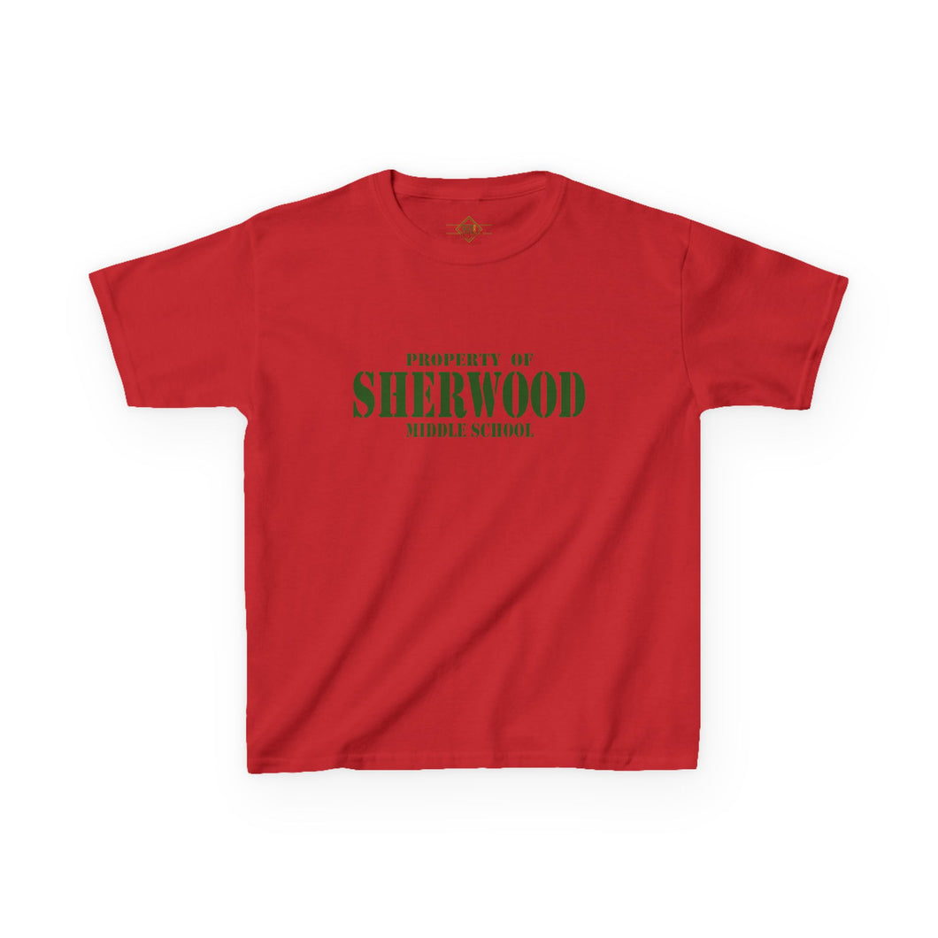 Property of Sherwood Graphic Kids Tee  (Green Text)